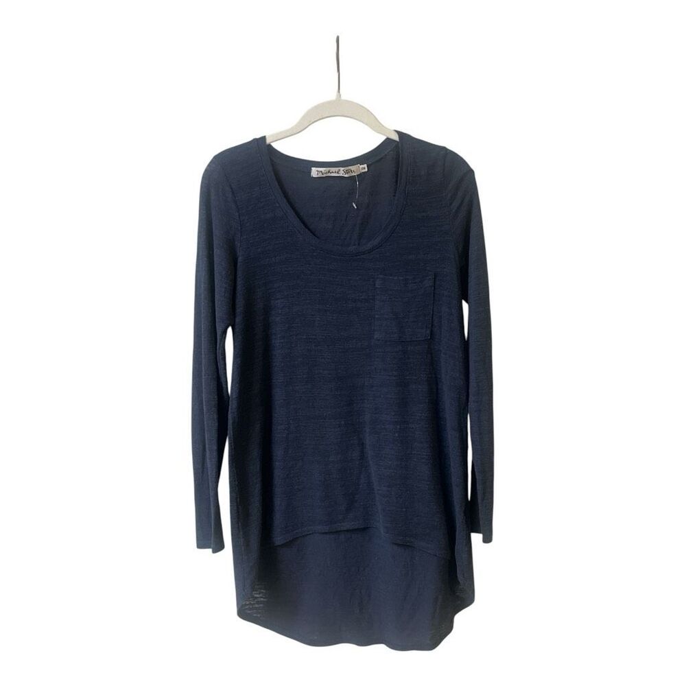 Michael Stars comfort casual pullover tee navy blue hi/low One size
